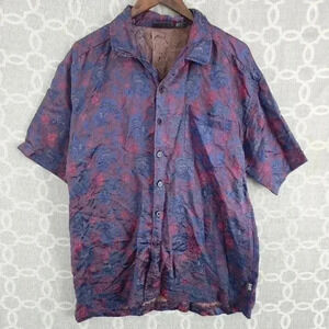 Vintage ODO Paisley Embroidered Button Down Short sleeve Men's Shirt XL